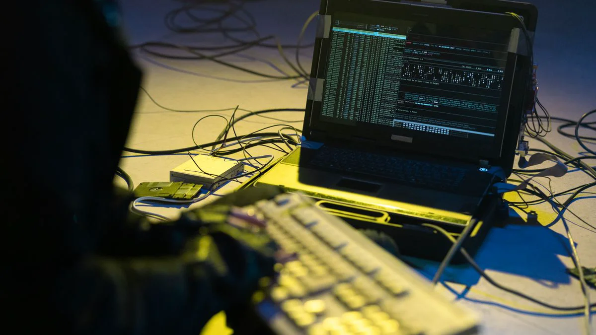 Laptop met netwerkbeveiliging op een bureau