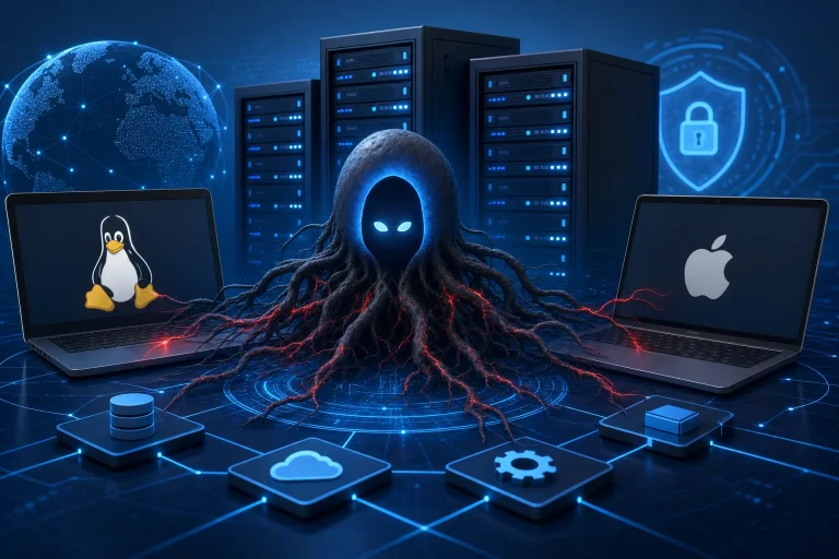 rootkits op Linux macOS en servers - Beheerder controleert servers op verdachte activiteit en