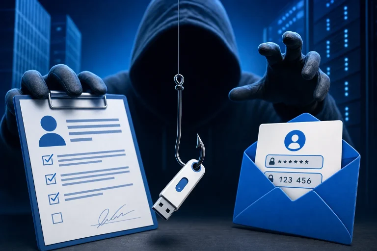 pretexting en baiting herkennen - Medewerkers bekijken verdachte berichten tijdens een securitytraining op