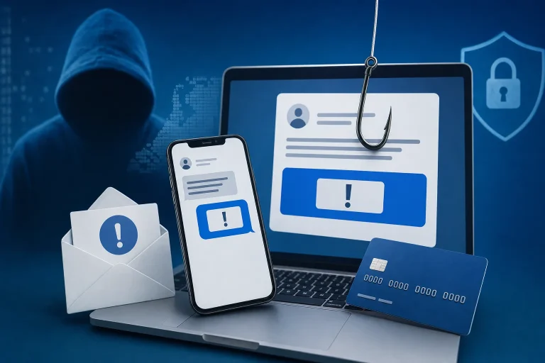 voorbeelden van phishingberichten - Laptop met waarschuwing bij verdachte e-mail op het scherm